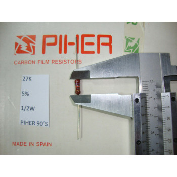VINTAGE PIHER RESISTOR. 1/2W 27K 5% *2 PC* NEW ORIGINAL 1990´S +