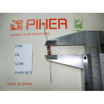 VINTAGE PIHER RESISTOR. 1/2W 270K 5% *1 PC* NEW ORIGINAL 1990´S+