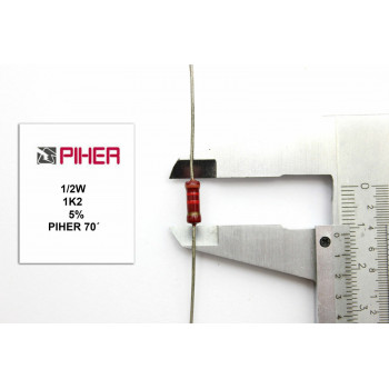 VINTAGE PIHER RESISTOR. 1/2W 1K2 5% *1 PC* NEW ORIGINAL 1970´S+ F080316C215