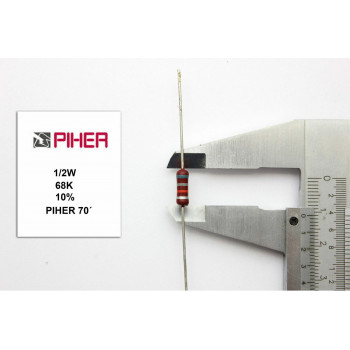 VINTAGE PIHER RESISTOR. 1/2W 68K 10% *1 PC* NEW ORIGINAL 1970´S+ C363