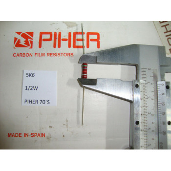 VINTAGE PIHER RESISTOR. 1/2W 5K6 5.6K 10% *1 PC* NEW ORIGINAL 1970´S +