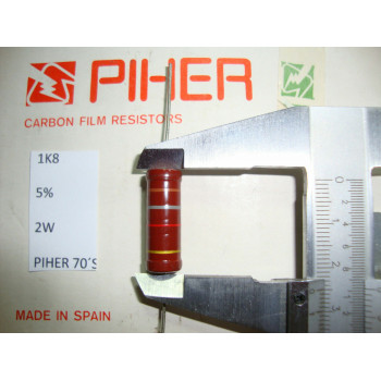 VINTAGE PIHER RESISTOR. 2W 1K8 1.8K 5% *1 PC* NEW ORIGINAL 1970´S+