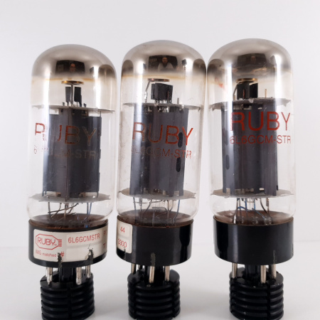 3 X 6L6GCMSTR RUBY TUBE. SOLID GETTER. 94/102/95% MATCHED TRIO. USED. 15. CH117