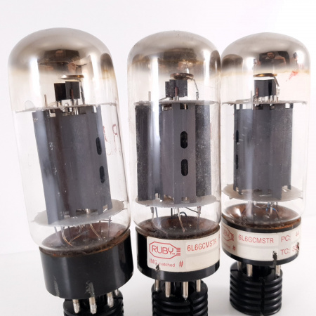 3 X 6L6GCMSTR RUBY TUBE. SOLID GETTER. 94/102/95% MATCHED TRIO. USED. 15. CH117