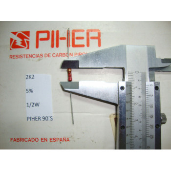 VINTAGE PIHER RESISTOR. 1/2W 2.2K 2K2 5% *1 PC* NEW ORIGINAL 1990´S+