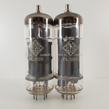 2 X PL505 TELEFUNKEN TUBE. DUAL GETTER. 3 MICA. 130/130mA MATCHED PAIR.3. CH118