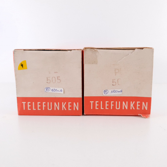 2 X PL505 TELEFUNKEN TUBE. DUAL GETTER. 3 MICA. 120/120mA MATCHED PAIR.4. CH118