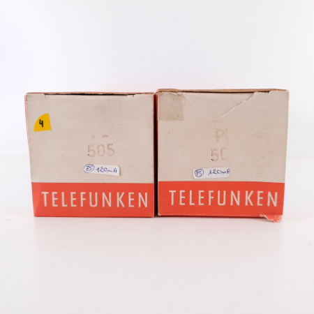 2 X PL505 TELEFUNKEN TUBE. DUAL GETTER. 3 MICA. 120/120mA MATCHED PAIR.4. CH118