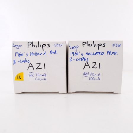 2 X AZ1 PHILIPS TUBE. 1960s MULLARD PROD. B-CODES. MATCHED PAIR. 12. CH118