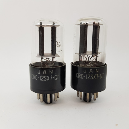2 X 12SX7GT RCA TUBE. BLACK PLATES. RECTANGULAR GETTER. MATCHED PAIR. 5. CH73