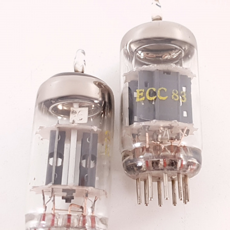 2 X ECC83 TUNGSRAM TUBE. 1960s PROD. COPPER RODS. MATCHED PAIR. 6. CH120