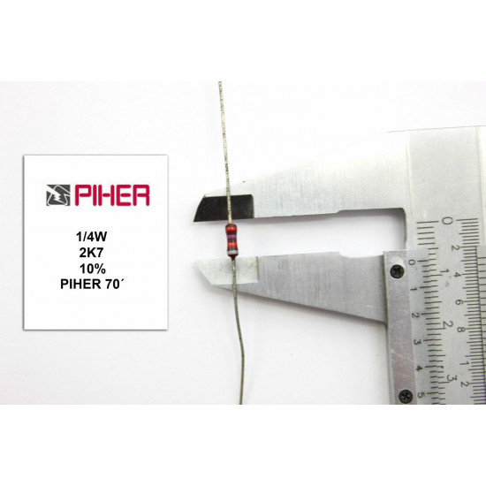 VINTAGE PIHER RESISTOR. 1/4W 2K7 2,7K 10% *4 PC* NEW ORIGINAL 1970´S+F131015