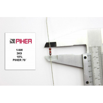 VINTAGE PIHER RESISTOR. 1/4W 3K9 3,9K 10% *4 PC* NEW ORIGINAL 1970´S+F131015