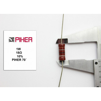 VINTAGE PIHER RESISTOR. 1W 18R 18OHM 10% *1 PC* NEW ORIGINAL 1970´S+F131015