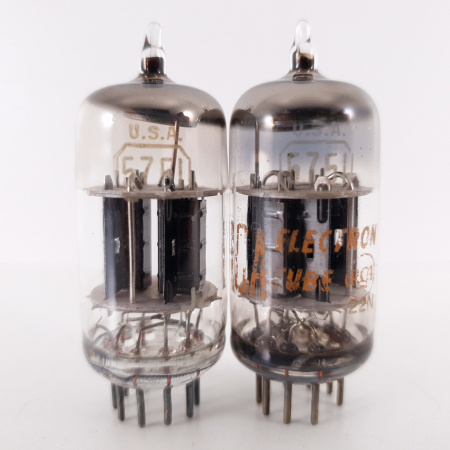 2 X 5751 RCA TUBE. 1960s PROD. BLACK PLATES. PAIR. 18. CH120