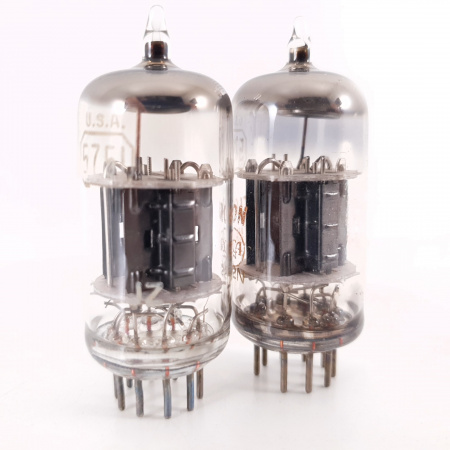 2 X 5751 RCA TUBE. 1960s PROD. BLACK PLATES. PAIR. 18. CH120