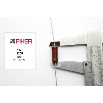 VINTAGE PIHER RESISTOR. 1W 220Ohm 220R 5% *1 PC* NEW ORIGINAL 1970´S+F131015