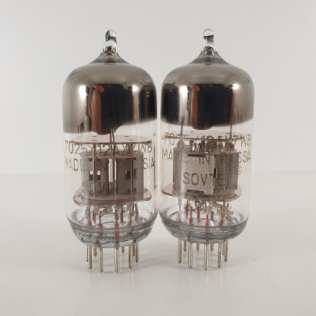 2 X 7025 / 12AX7WB SOVTEK TUBE. SILVER PLATES. MATCHED PAIR. 21. CH120