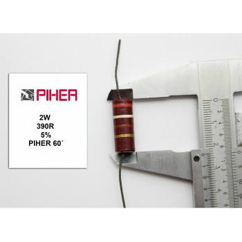 VINTAGE PIHER RESISTOR. 2W 390Ohm 390R 5% *1 PC* NEW ORIGINAL 1960´S+F131015
