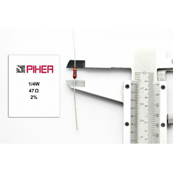 VINTAGE PIHER RESISTOR. 1/4W 47Ohm 47R 2% *3 PC* NOS (New Old Stock) C62