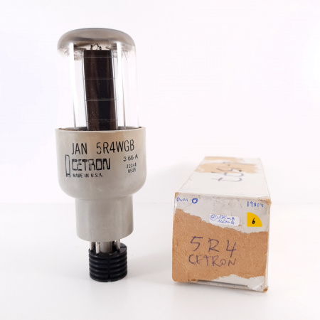 1 X JAN 5R4WGB CETRON TUBE. 1980s PROD. BLACK PLATES. DUAL GETTER. 6. CH124