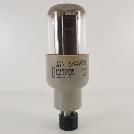1 X JAN 5R4WGB CETRON TUBE. 1980s PROD. BLACK PLATES. DUAL GETTER. 6. CH124