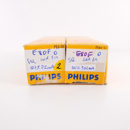 2 X E80F PHILIPS TUBE. 1960s PROD. GOLD PIN. SQ. 107/101% MATCHED PAIR.2. CH131