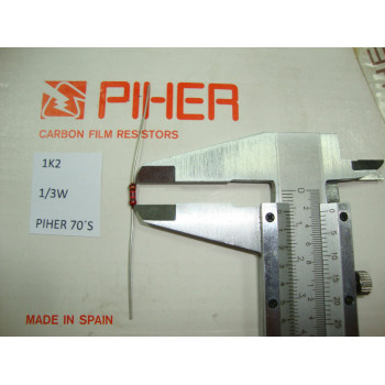 VINTAGE PIHER RESISTOR. 1/3W 1K2 1.2K 2% *10 PC* NEW ORIGINAL 1970´S