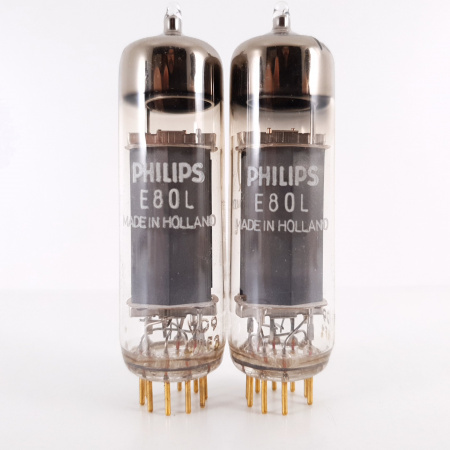 2 X E80L PHILIPS TUBE. 1960s PROD. GOLD PIN. SQ. 31/31mA MATCHED PAIR. 5. CH135