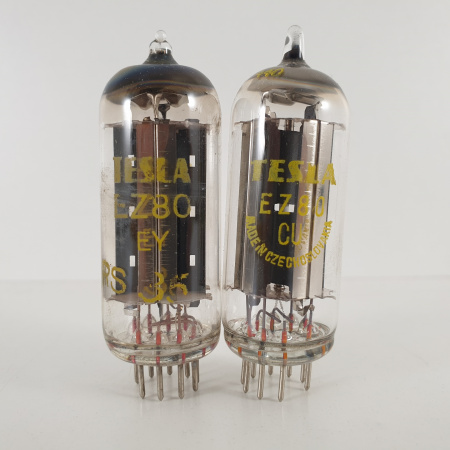 2 x EZ80 TESLA TUBE. 1950-60s PROD. SOLID GETTER. MATCHED PAIR. 10. CH135