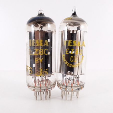 2 x EZ80 TESLA TUBE. 1950-60s PROD. SOLID GETTER. MATCHED PAIR. 10. CH135
