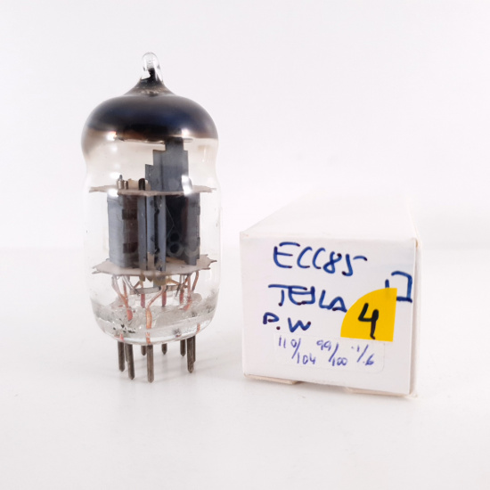 1 X ECC85 TESLA TUBE. 1950s PROD. RECTANGULAR GETTER. PINCHED WAIST. 4. CH136