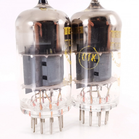 2 X ECC85 TESLA TUBE. 1960s PROD. RECTANGULAR GETTER. MATCHED PAIR. 5. CH136