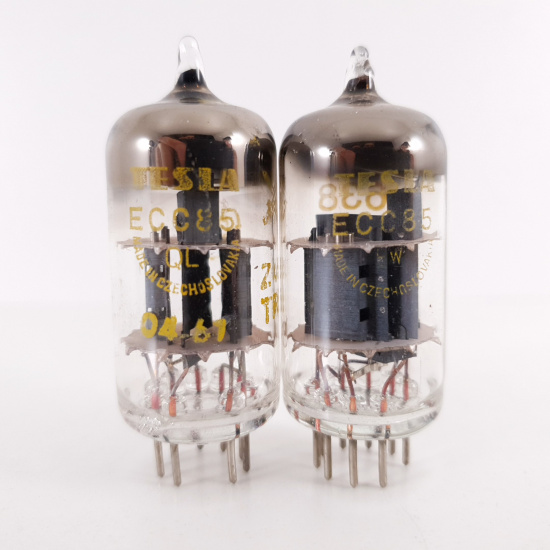 2 X ECC85 TESLA TUBE. 1960s PROD. RECTANGULAR GETTER. MATCHED PAIR. 6. CH136