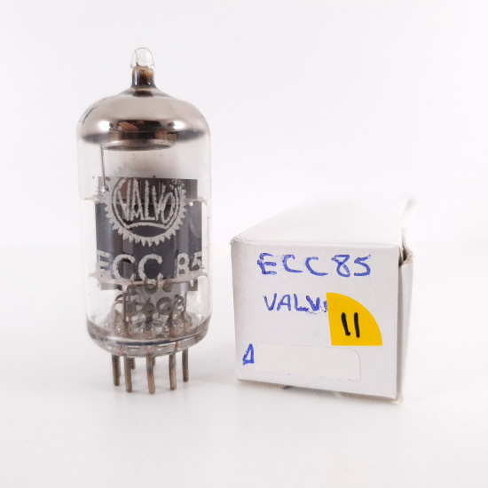 1 X ECC85 VALVO TUBE. 1960s PHILIPS PROD. COPPER RODS. 11. CH136