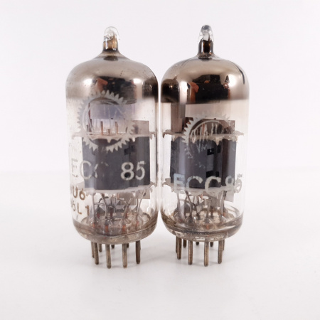 2 X ECC85 VALVO TUBE. 1960s PHILIPS PROD. COPPER RODS. MATCHED PAIR. 13. CH136
