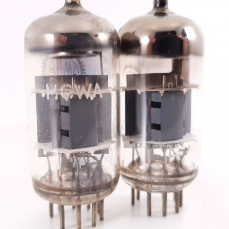 2 X ECC85 VALVO TUBE. 1960s PHILIPS PROD. COPPER RODS. MATCHED PAIR. 13. CH136