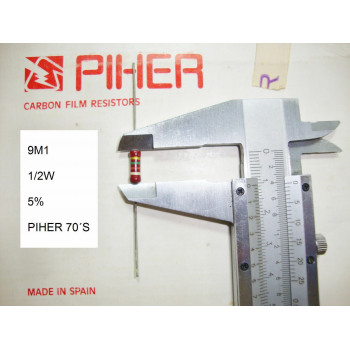 VINTAGE PIHER RESISTOR. 1/2W 9M1 5% *1 PC* NEW ORIGINAL 1970´S +