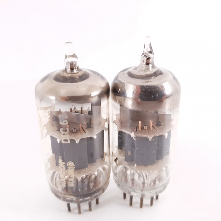 2 X ECC85 MARCONI TUBE. 1960s SPANISH PROD. COPPER RODS. PAIR. 19. CH136