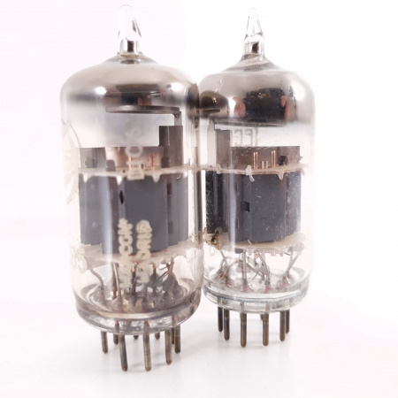 2 X ECC85 MARCONI TUBE. 1960s SPANISH PROD. COPPER RODS. PAIR. 19. CH136