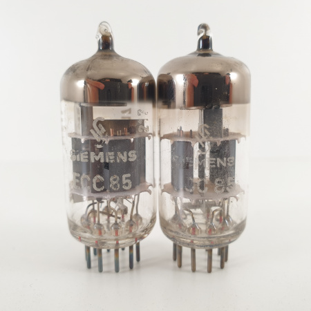 2 X ECC85 SIEMENS TUBE. 1960s PROD. COPPER RODS. MATCHED PAIR. 22. CH136