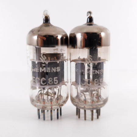 2 X ECC85 SIEMENS TUBE. 1960s PROD. COPPER RODS. MATCHED PAIR. 22. CH136
