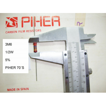 VINTAGE PIHER RESISTOR. 1/2W 3M6 5% *1 PC* NEW ORIGINAL 1970´S +