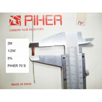 VINTAGE PIHER RESISTOR. 1/2W 2M 5% *1 PC* NEW ORIGINAL 1970´S +