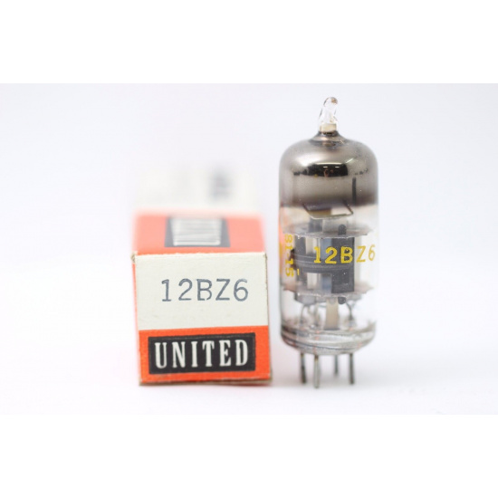 12BZ6 TUBE. UNITED ELECTRON BRAND TUBE. BLACK PLATES SQUARE GETTER NOS/NIB RC70