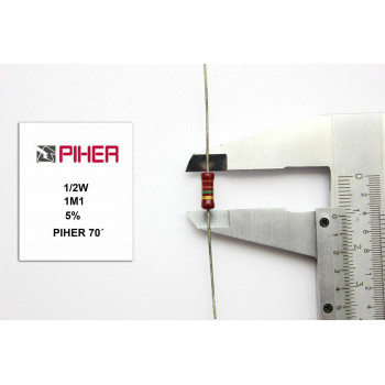 VINTAGE PIHER RESISTOR. 1/2W 1M1 5% *1 PC* NEW ORIGINAL 1970´S +