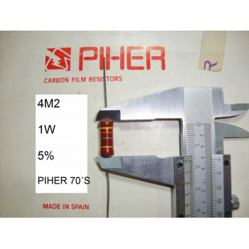 VINTAGE PIHER RESISTOR. 1W 4M2 5% *1 PC* NEW ORIGINAL 1970´S+
