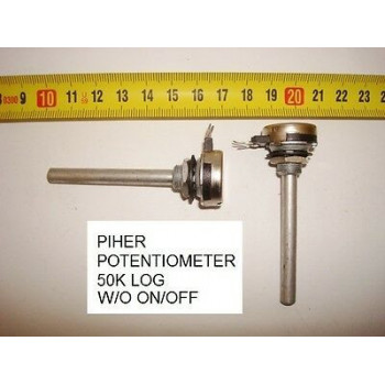 POTENCIOMETRO CARBON PIHER POTENTIOMETER. 50K LOG S/I W/O ON/OFF. P20