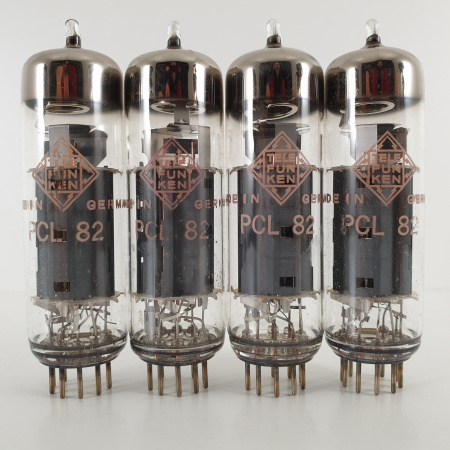 4 X PCL82 TELEFUNKEN TUBE. 1960s PROD. COPPER RODS. MATCHED PAIR. CU ENA