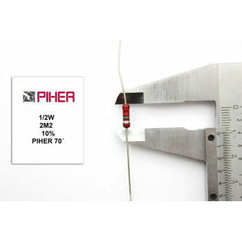 VINTAGE PIHER RESISTOR. 1/2W 2M2 10% *1 PC* NEW ORIGINAL+ 1970´S F190515